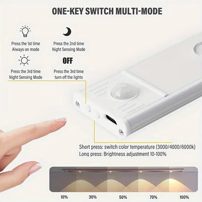 Wireless Motion Sensor  Cabinet LED Light – USB Rechargeable, Stick-on- Kitchen & Stairs