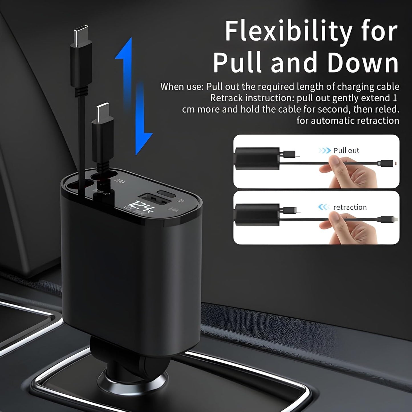 Car 4-in-1 Retractable Fast Charging Adapter