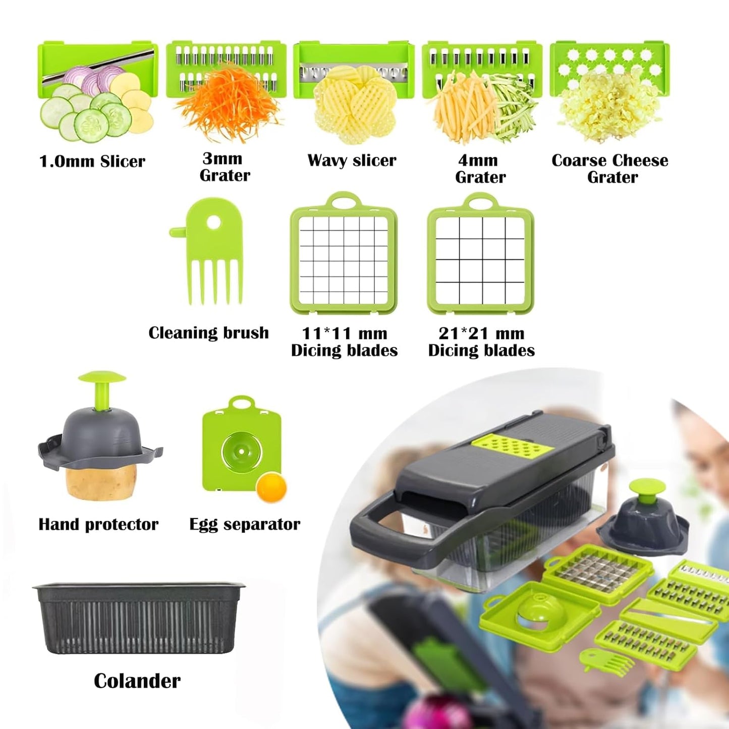 A Multifunctional 14 in 1 Vegetable Chopper