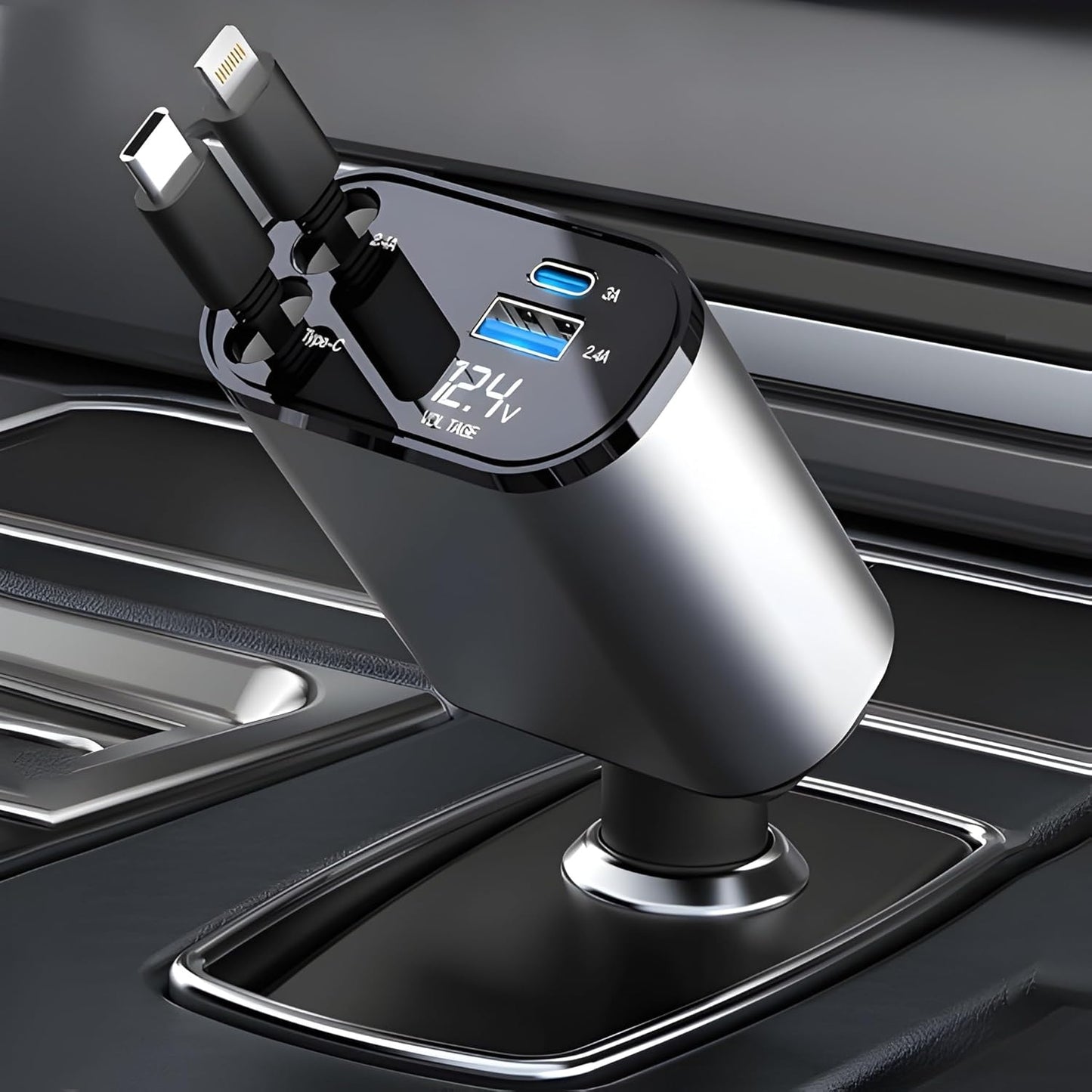 Car 4-in-1 Retractable Fast Charging Adapter