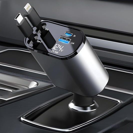 Car 4-in-1 Retractable Fast Charging Adapter